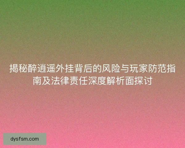 揭秘醉逍遥外挂背后的风险与玩家防范指南及法律责任深度解析面探讨